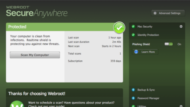 Webroot SecureAnywhere Antivirus for Windows 11, 10 Screenshot 1