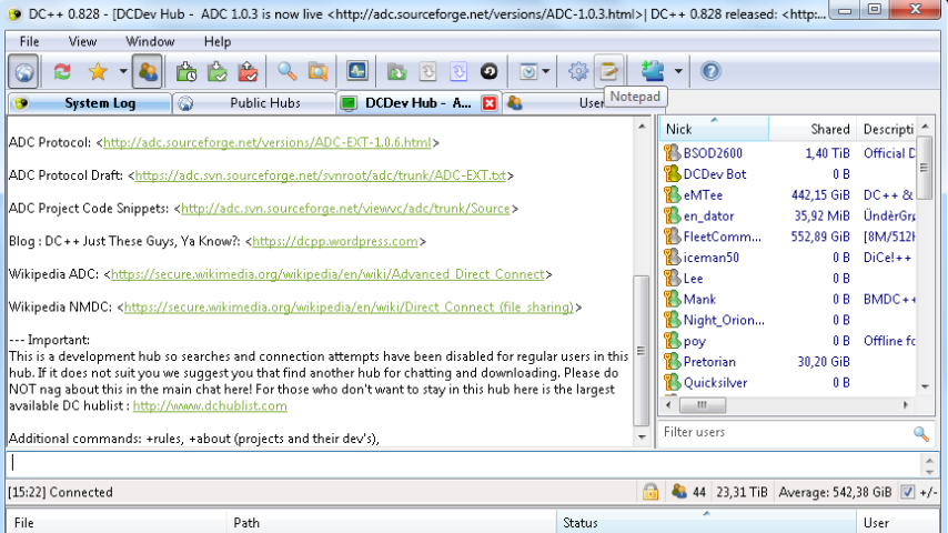 DC++ Screenshot