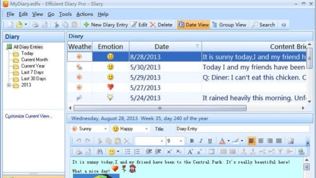 Efficient Diary for Windows 11, 10 Screenshot 1