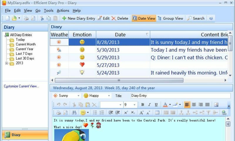 Efficient Diary Screenshot