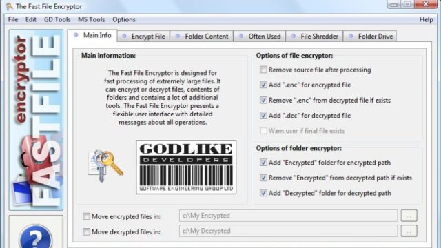 Fast File Encryptor for Windows 11, 10 Screenshot 1
