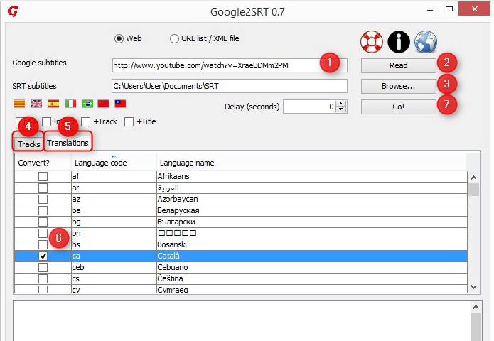Google2SRT Screenshot