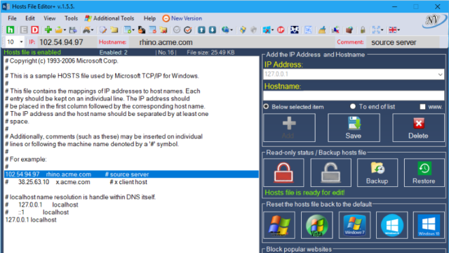 Hosts File Editor for Windows 11, 10 Screenshot 1