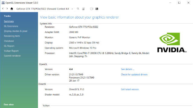 OpenGL Extension Viewer for Windows 11, 10 Screenshot 1