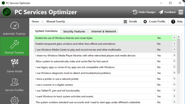 PC Services Optimizer for Windows 10 Screenshot 2