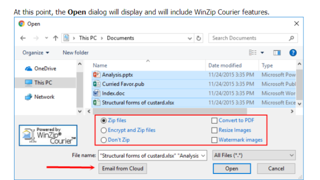 WinZip Courier for Windows 10 Screenshot 1