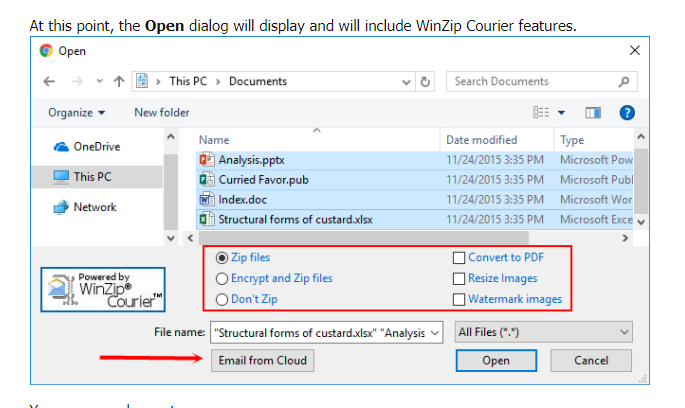 WinZip Courier Screenshot 1