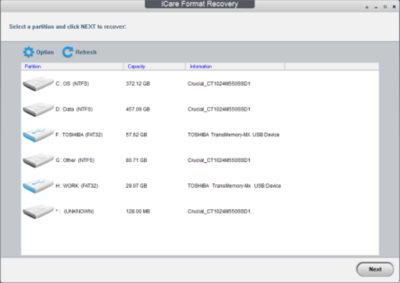 iCare Format Recovery Free Edition Screenshot