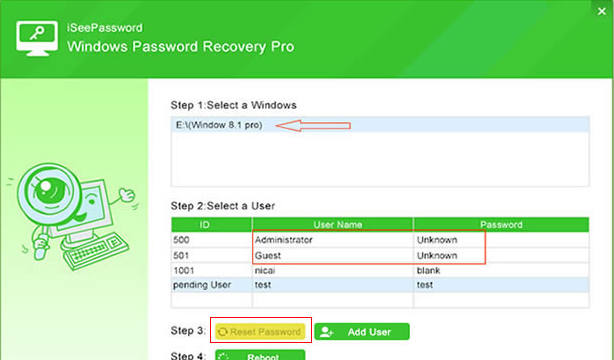 iSeePassword Windows Password Recovery for Windows 10 Screenshot 2