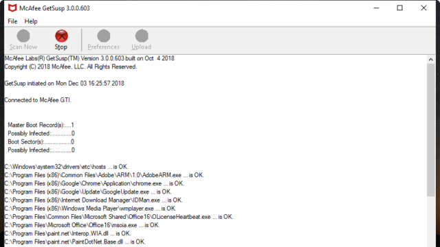 McAfee GetSusp for Windows 11, 10 Screenshot 1