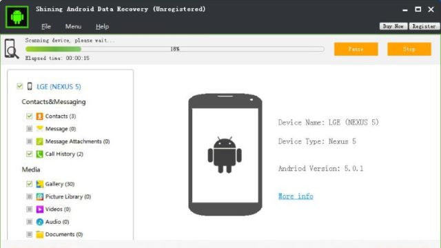 Shining Android Data Recovery for Windows 10 Screenshot 3