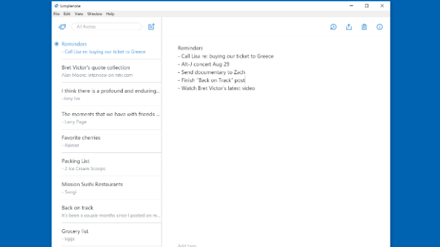 Simplenote for Windows 10 Screenshot 2