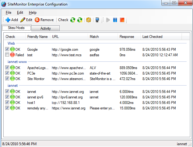 SiteMonitor Screenshot