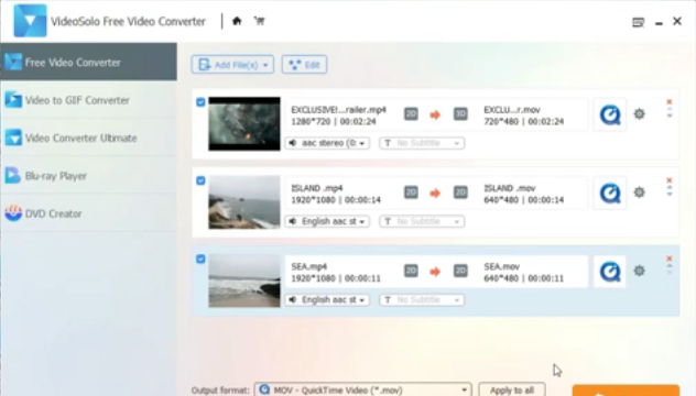 VideoSolo Free Video Converter for Windows 10 Screenshot 1
