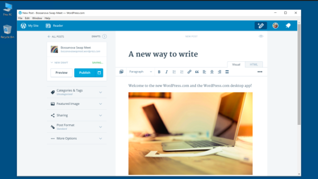 WordPress Desktop App for Windows 10 Screenshot 1