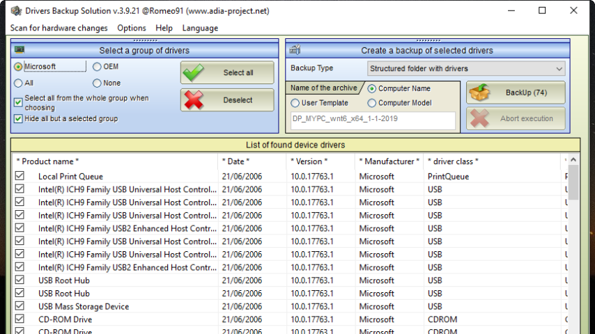 Drivers BackUp Solution Screenshot 1