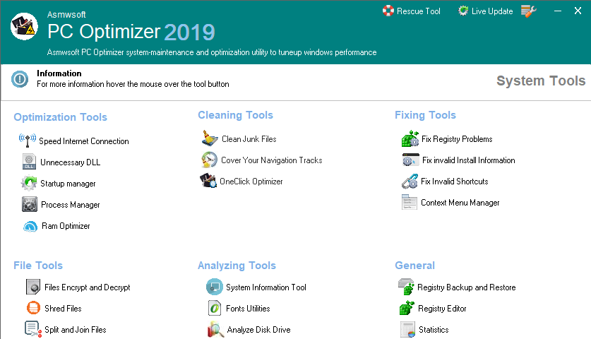 Asmwsoft PC Optimizer Screenshot 1