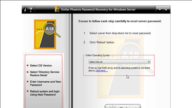 Stellar Password Recovery for Server for Windows 11, 10 Screenshot 1