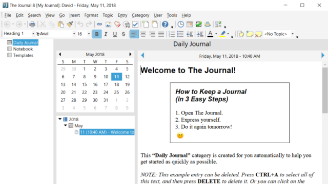 The Journal for Windows 10 Screenshot 1
