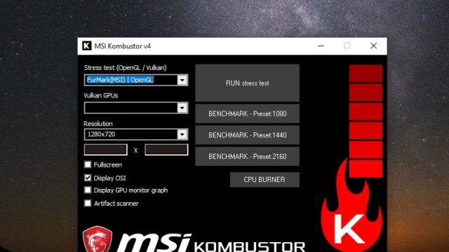 MSI Kombustor for Windows 10 Screenshot 1