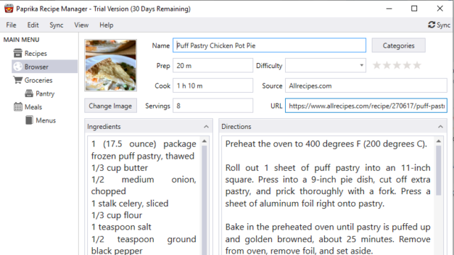 Paprika Recipe Manager for Windows 10 Screenshot 2