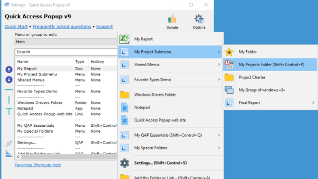 Quick Access Popup for Windows 10 Screenshot 1