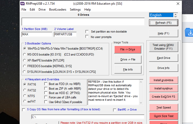 RMPrepUSB Screenshot