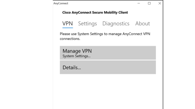 Cisco AnyConnect for Windows 10 Screenshot 1