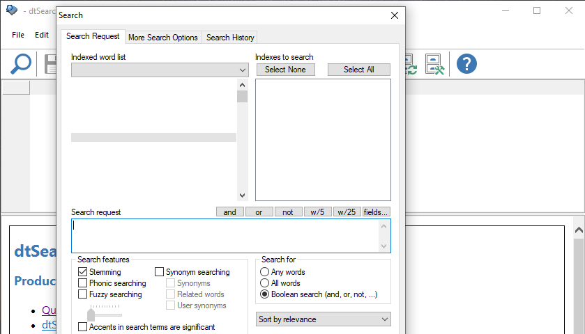 dtSearch Desktop Screenshot 1