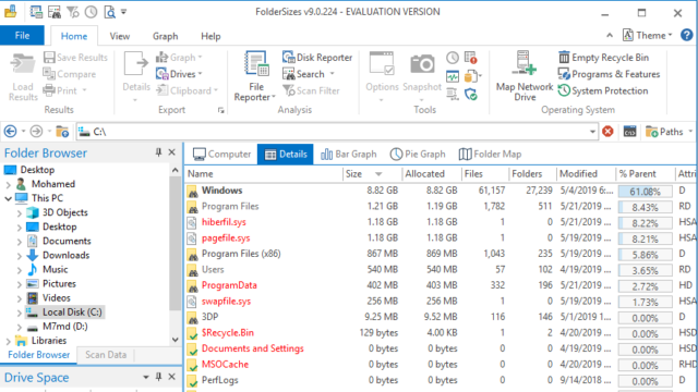 FolderSizes for Windows 11, 10 Screenshot 1