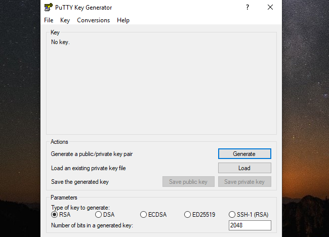 PuTTYgen Screenshot 1