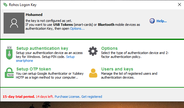 Rohos Logon Key for Windows 10 Screenshot 1