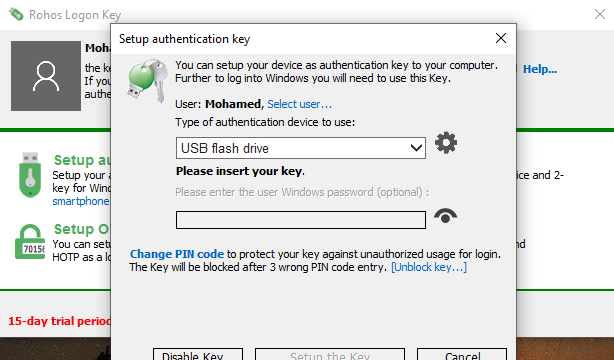 Rohos Logon Key for Windows 10 Screenshot 2