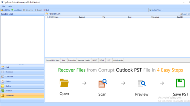 SysTools Outlook Recovery Tool for Windows 11, 10 Screenshot 1