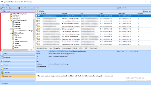 SysTools Outlook Recovery Tool for Windows 10 Screenshot 2