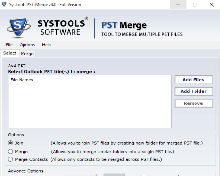 SysTools PST Merge Tool for Windows 10 Screenshot 1