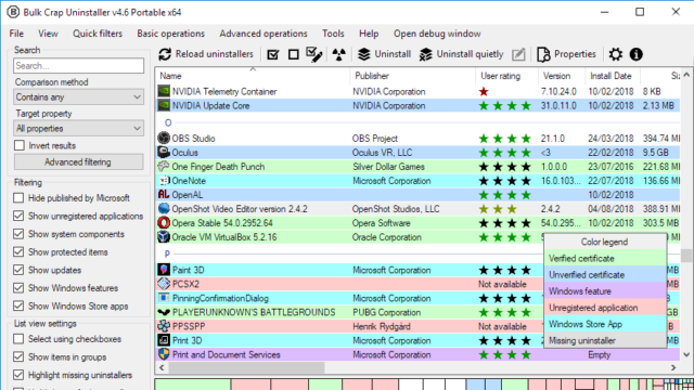 Bulk Crap Uninstaller for Windows 11, 10 Screenshot 1