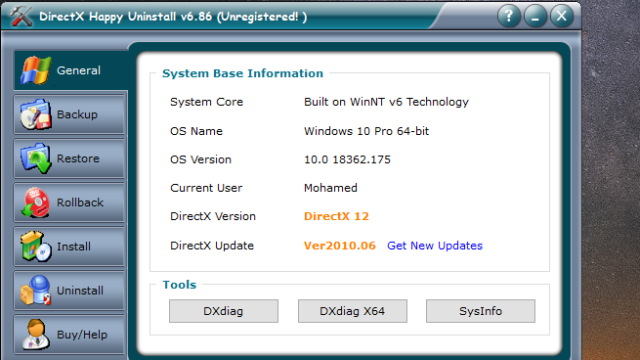DirectX Happy Uninstall (DHU) for Windows 11, 10 Screenshot 1
