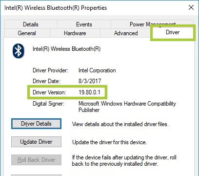 Intel Wireless Bluetooth Driver for Windows 10 Screenshot 1