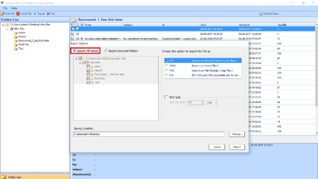 SysTools DBX Converter for Windows 11, 10 Screenshot 2