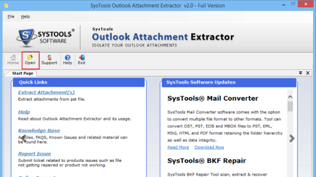 SysTools Outlook Attachment Extractor for Windows 10 Screenshot 1