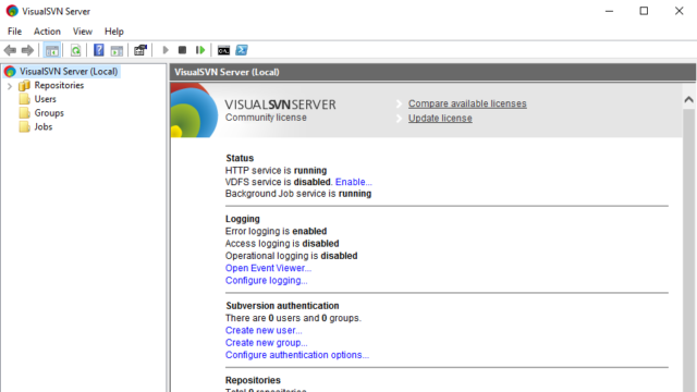 VisualSVN Server for Windows 10 Screenshot 1